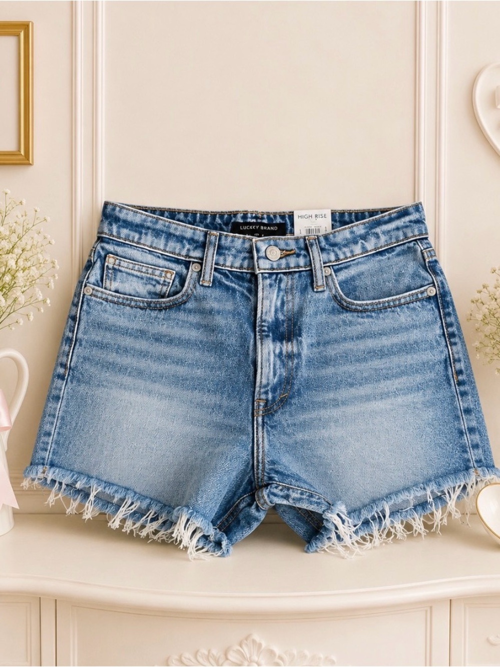 NWT Lucky Brand Lucky Patch Hi rise cut off shorts